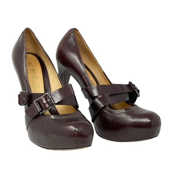 Gwen Stefani L.A.M.B. Finsbury Round Toe Criss-Cross Leather Stiletto Heels - Picture 1 of 10